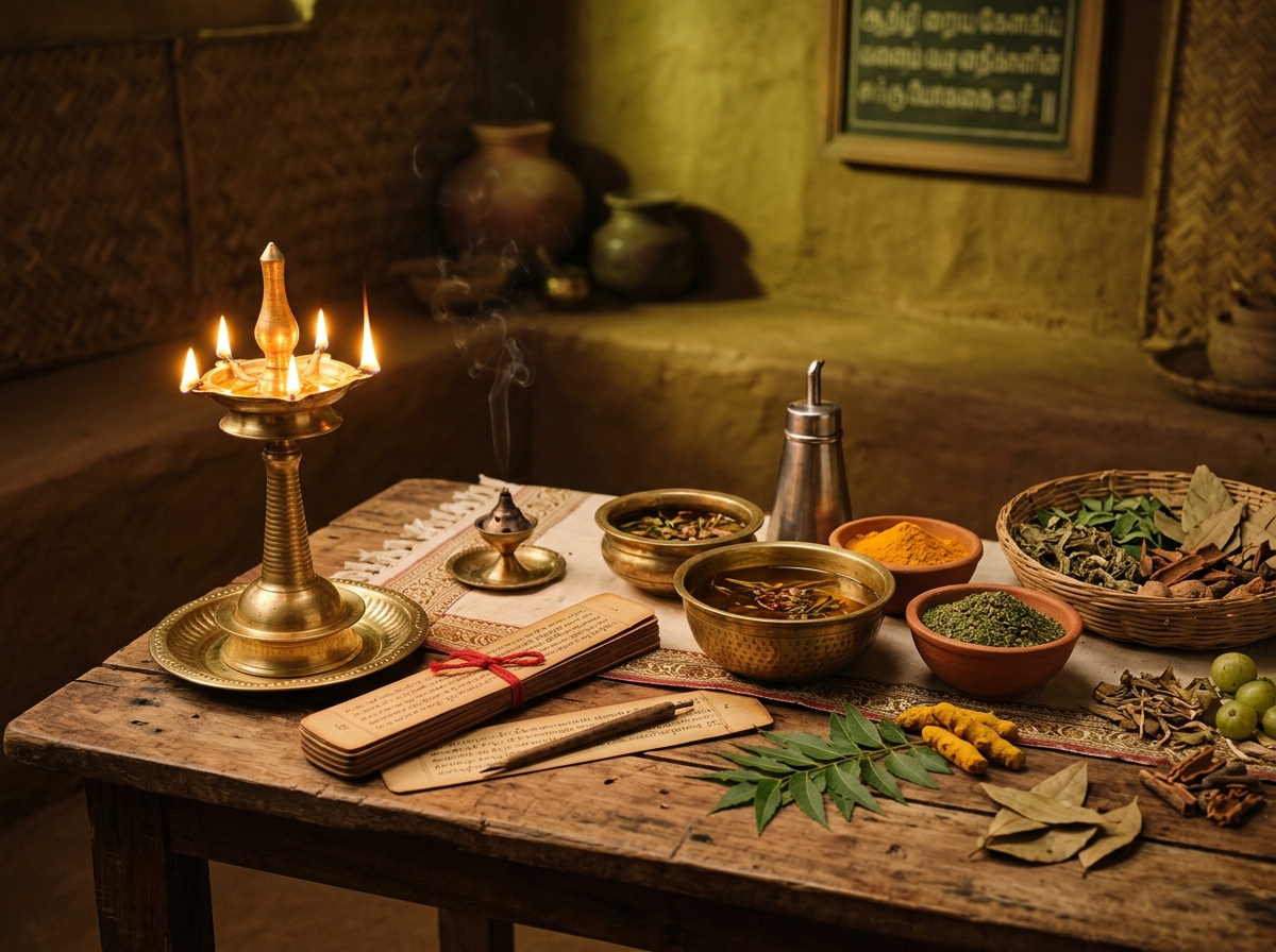 Varma Kalai traditional healing setup